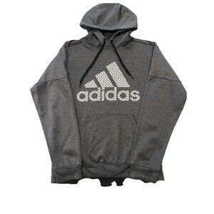 Adidas Mens Climawarm Pullover Gray Hooded Sweatshirt Sz M